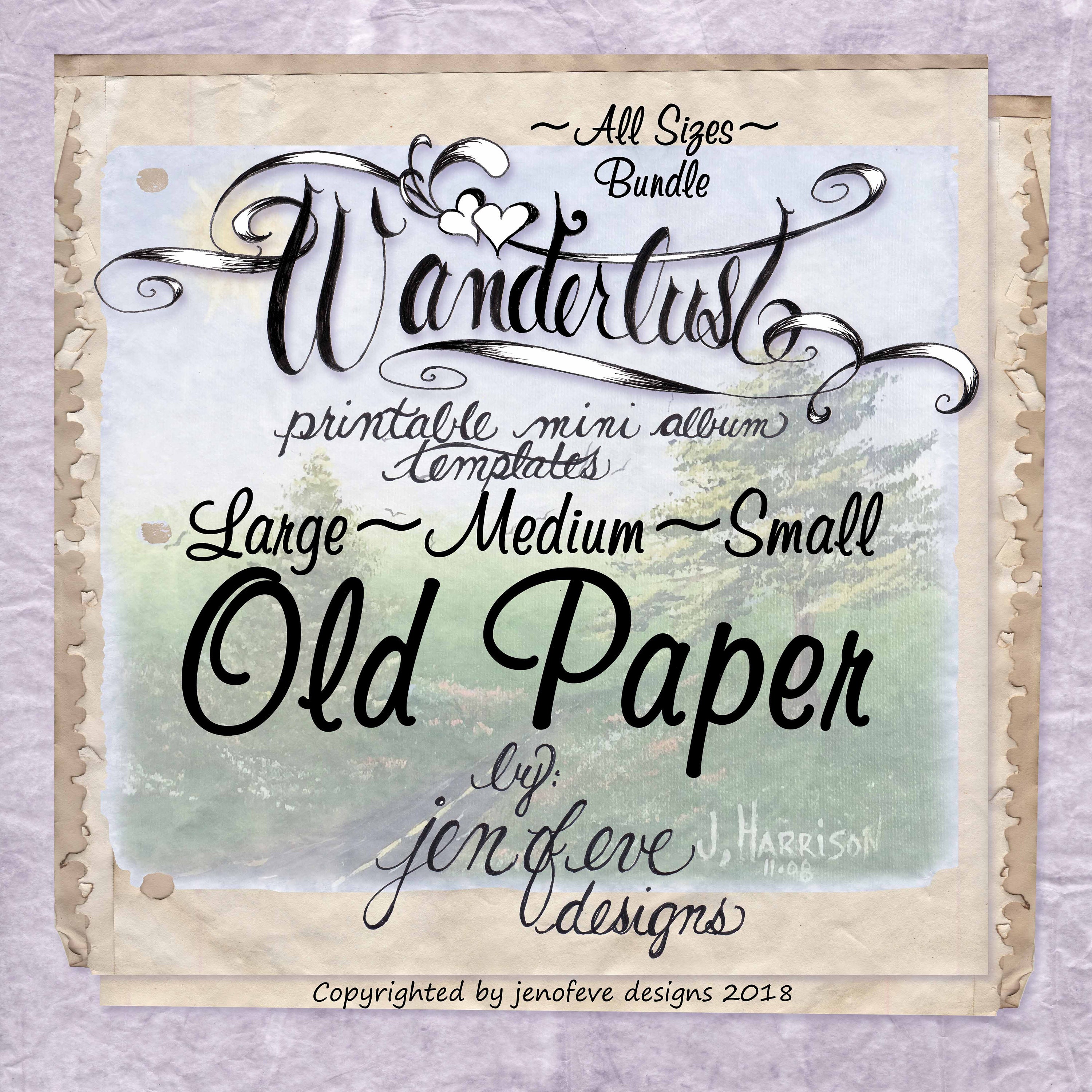 wanderlust old paper plain all sizes bundle printable mini album printable old paper