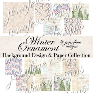 Winter Ornament Background Design + Printable Paper Collection by jenofeve designs