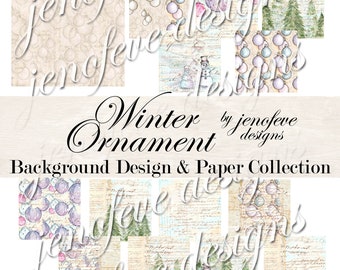 Winter Ornament Background Design + Printable Paper Collection by jenofeve designs