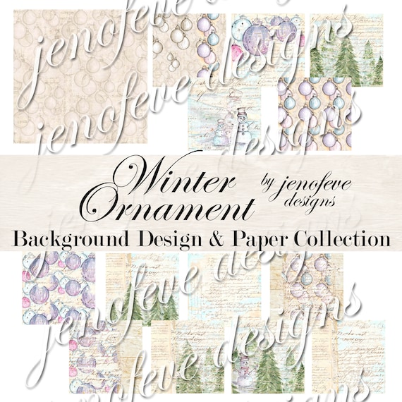 Winter Ornament Background Design + Printable Paper Collection by jenofeve designs