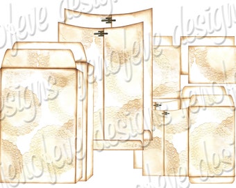 6x9 Printable Envelope Album Doily & Plain Templates