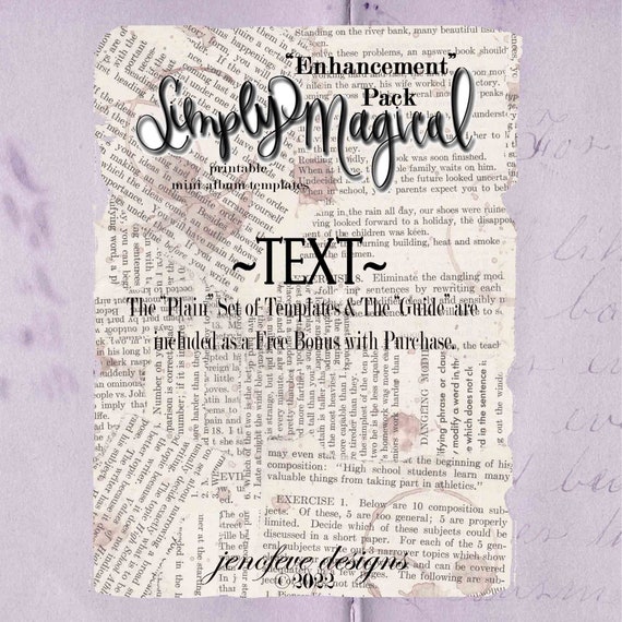 Simply Magical ~Enhancement Pack~ TEXT & Plain~ Printable Templates