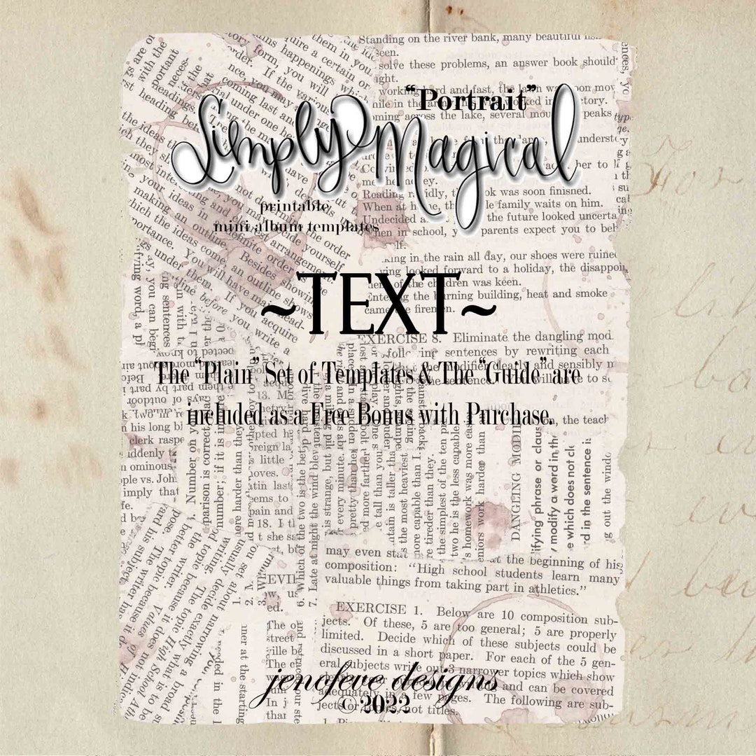 First Text Printable Simply Magical ~portrait~ TEXT & Plain~ Printable Templates - Etsy