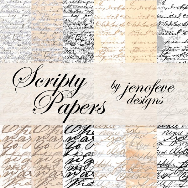 Scripty Papers, Printable by jenofeve designs