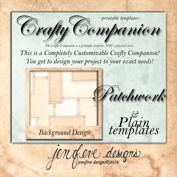 Crafty Companion~PATCHWORK & Plain~Arbeitsplatz~Aufbewahrungseinheit~und mehr~druckbare Vorlagen