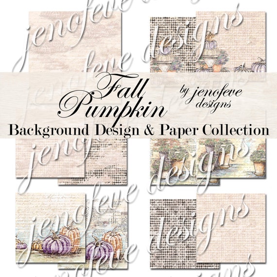 Fall Pumpkin Background Design + Printable Paper Collection by jenofeve designs