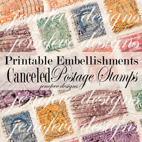 Faux Postage Stamps ~Printable Embellishments~  jenofeve designs