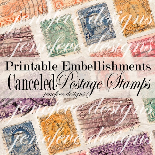 Faux Postage Stamps ~Printable Embellishments~  jenofeve designs