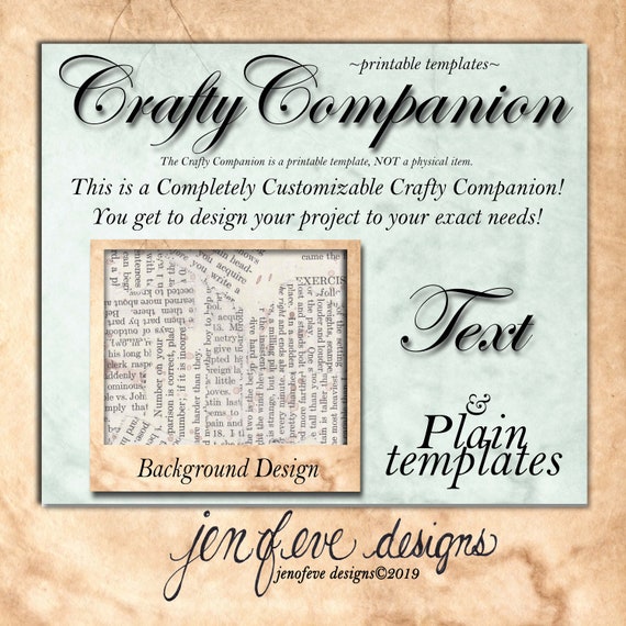 Crafty Companion~TEXT & Plain~Work Station~Storage Unit~and More~Printable Templates