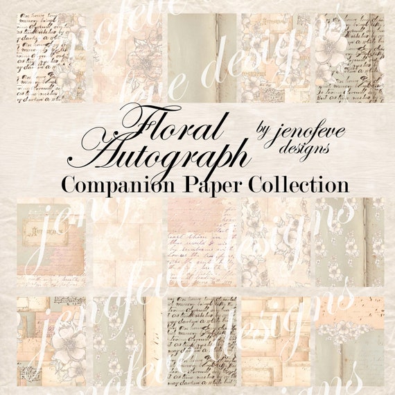 Floral Autograph Companion Collection Printable Papers by jenofeve designs