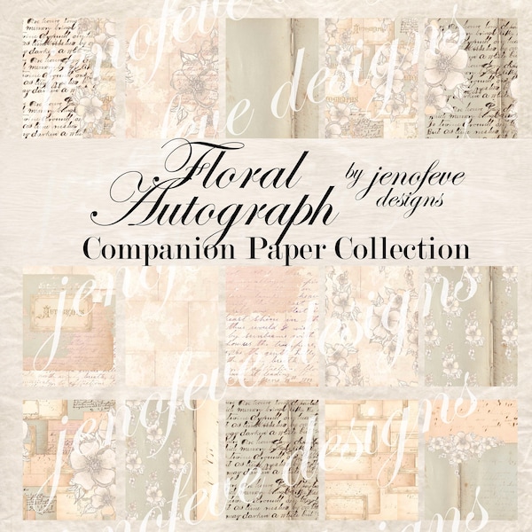 Floral Autograph Companion Collection Printable Papers by jenofeve designs