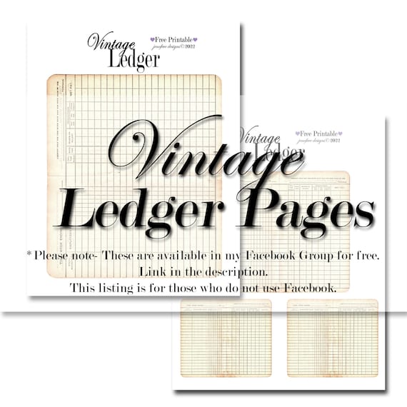 Vintage Ledger Pages  jenofeve designs