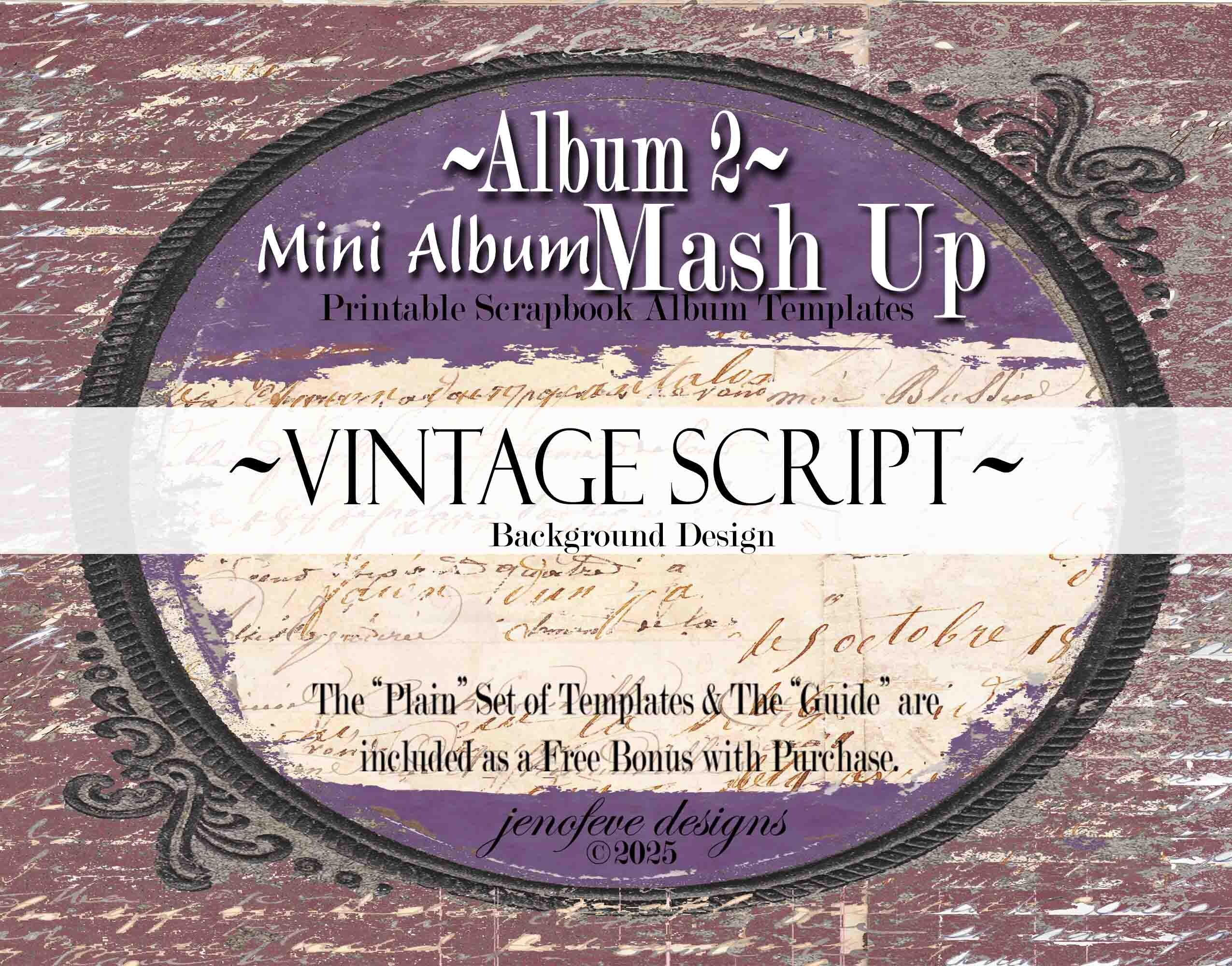 Mini Album Mash up ~ Album 2 ~ VINTAGE SCRIPT & PLAIN~ Printable ...