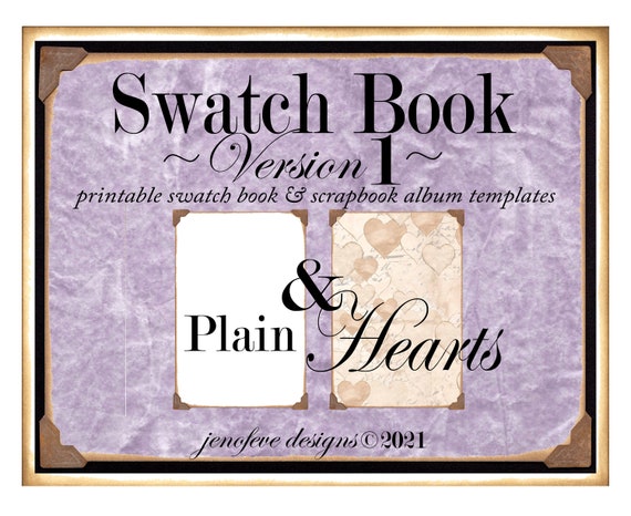 Swatch Book Version 1 ~Hearts & Plain~ Printable Swatch Book and/or Scrapbook Album Templates