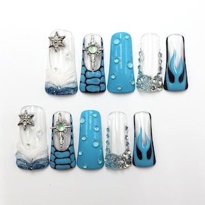 Super Cute Duck Press-On Nails with Rhinestone, Sparkles, 3D Embellished Glitter Handmade Nail, Gel Nails, Glue on Nail, Gift for Her