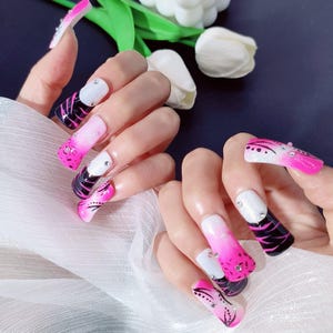 Super Cute Duck Press-On Nails with Rhinestone, Sparkles, 3D Embellished Glitter Handmade Nail, Gel Nails, Glue on Nail, Gift for Her
