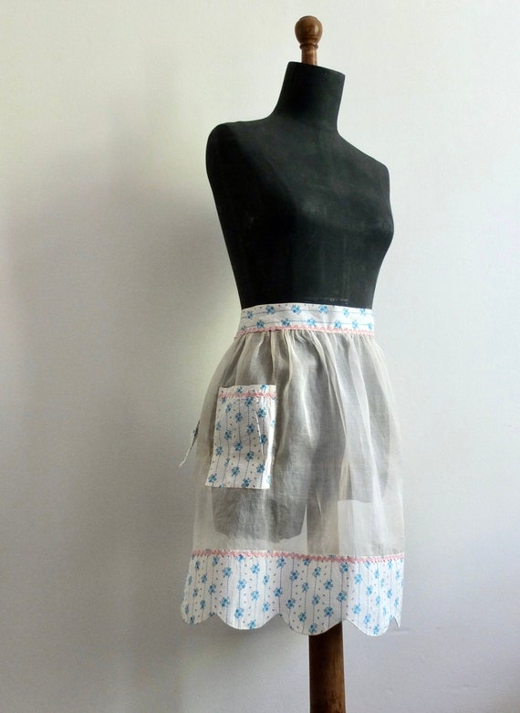 Flirty women's sheer apron with pocket, silk orga… - image 4