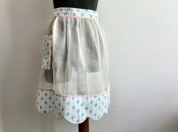 Flirty women's sheer apron with pocket, silk orga… - image 1