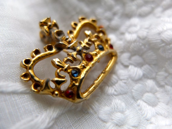 Crown jewels brooch / Queen's  pin / gold crown b… - image 2