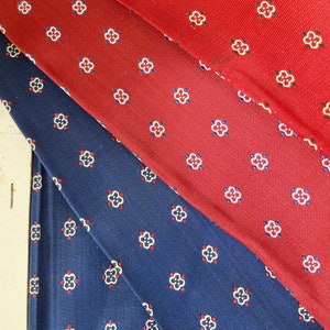 Original art deco fabric, men's silk rayon necktie fabric sampler, vintage 1930s fabric navy blue, maroon, red image 4
