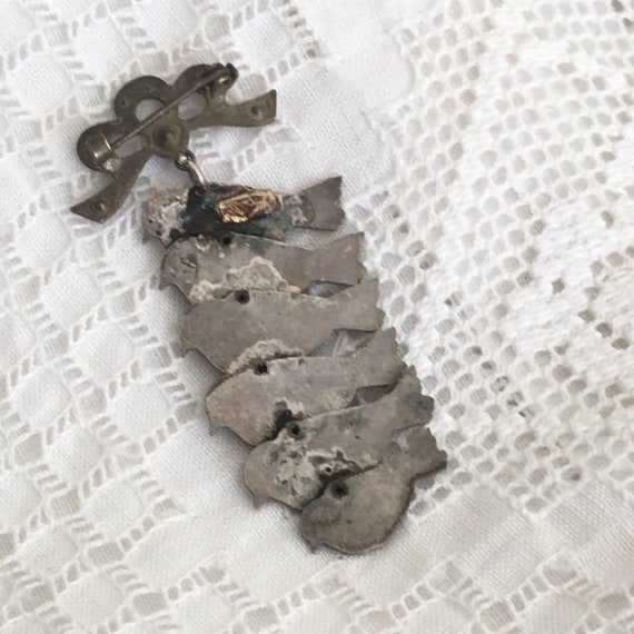 French antique bird brooch, cast-metal brooch, bo… - image 8