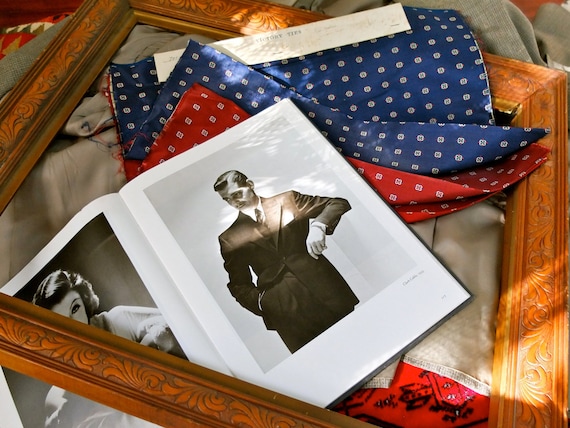 Original art deco fabric,  men's silk rayon neckt… - image 1