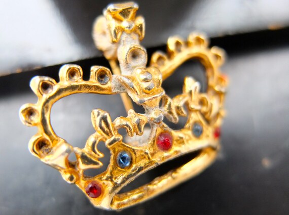 Crown jewels brooch / Queen's  pin / gold crown b… - image 1