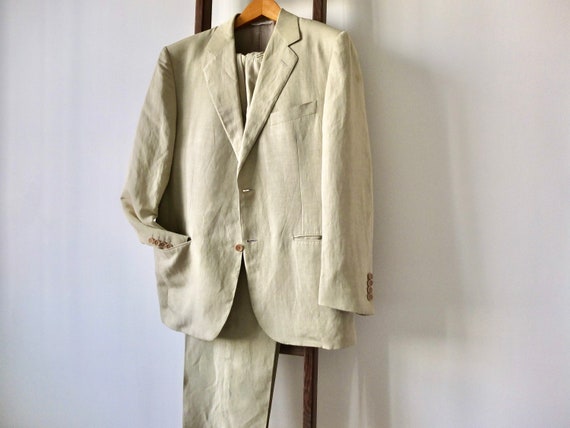 Men's linen suit / vintage Canali men's suit / men