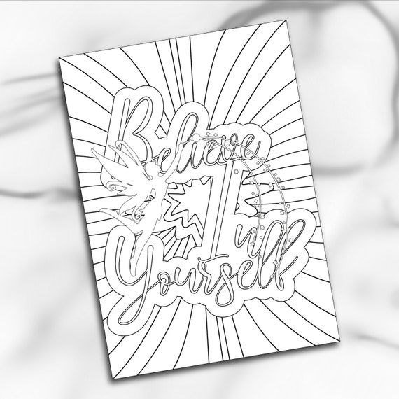 Adult Colouring Page Believe in Yourself Inspirational - Etsy