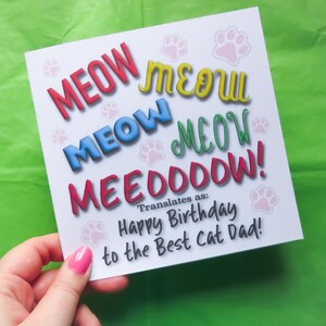 Tarjeta de felicitación de feliz cumpleaños para el mejor papá felino: Meow Meow