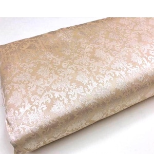 Beige Brocade Fabric, Jacquard Damask Indian Lehenga Fabric, Dressmaking Material, Floral Brocade By The Yard/ Meter