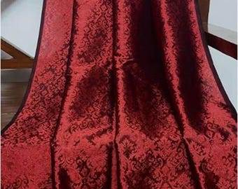 Damask Brocade Fabric Red Jacquard brocade Wedding dress fabric Embossed Brocade fabric Bridal Dress Brocade Fabric by the yard - NFAF166