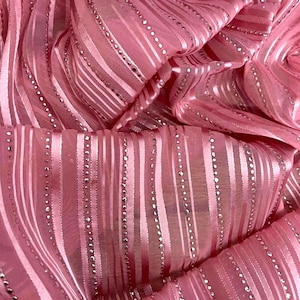 Embroidered fabric Pink Silver Embroidery dress Fabric Bridal Dress Luxury Wedding Veil Indian Lehenga fabric upholstery fabric by the yard