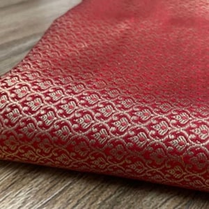 Brocade fabric Red Gold brocade Jacquard Damask fabric Bridal Dress Fabric Theatre costume Indian Brocade Fabric by the yard - NFAF414