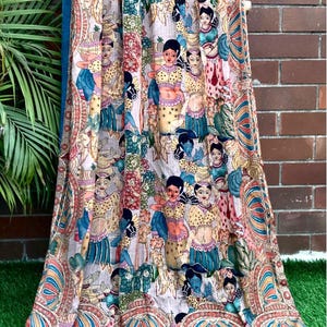 Kalamkari Dupatta in chiffon stampato: sciarpa indiana con stola e scialle