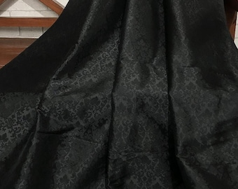 Brocade fabric Jacquard fabric Damask Brocade Black Gothic fabric Banarasi brocade Upholstery Fabric Waiscoat fabric by the yard meter -148