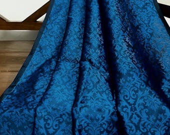 Brocade fabric Jacquard fabric Damask Brocade Blue Gothic fabric Banarasi brocade Upholstery Fabric Waiscoat fabric by the yard meter -167