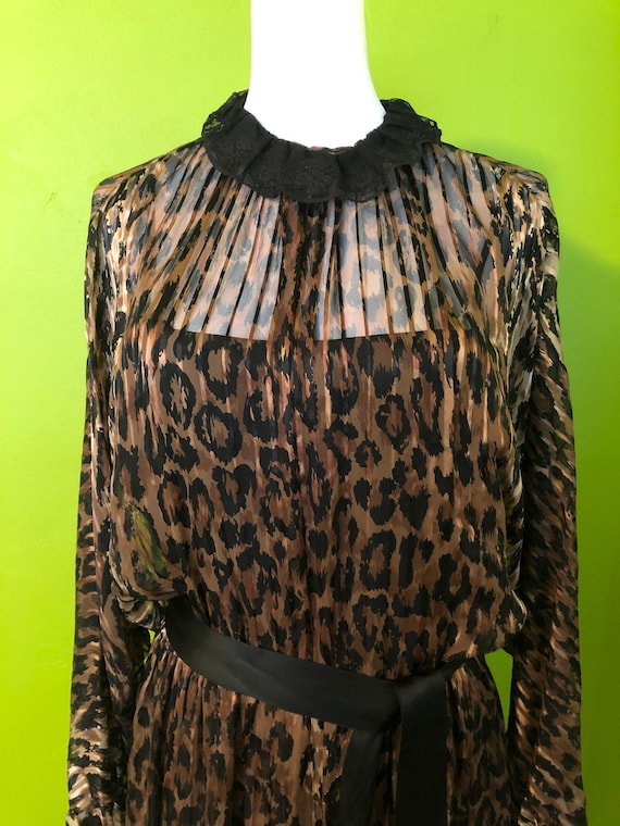 Vintage Joan Leslie 100% silk leopard print dress 