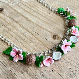 Pink Hibiscus Flower Necklace - Etsy display picture 3