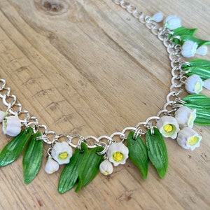 Lily of the Valley necklace - handmade - summer necklace, polymer clay