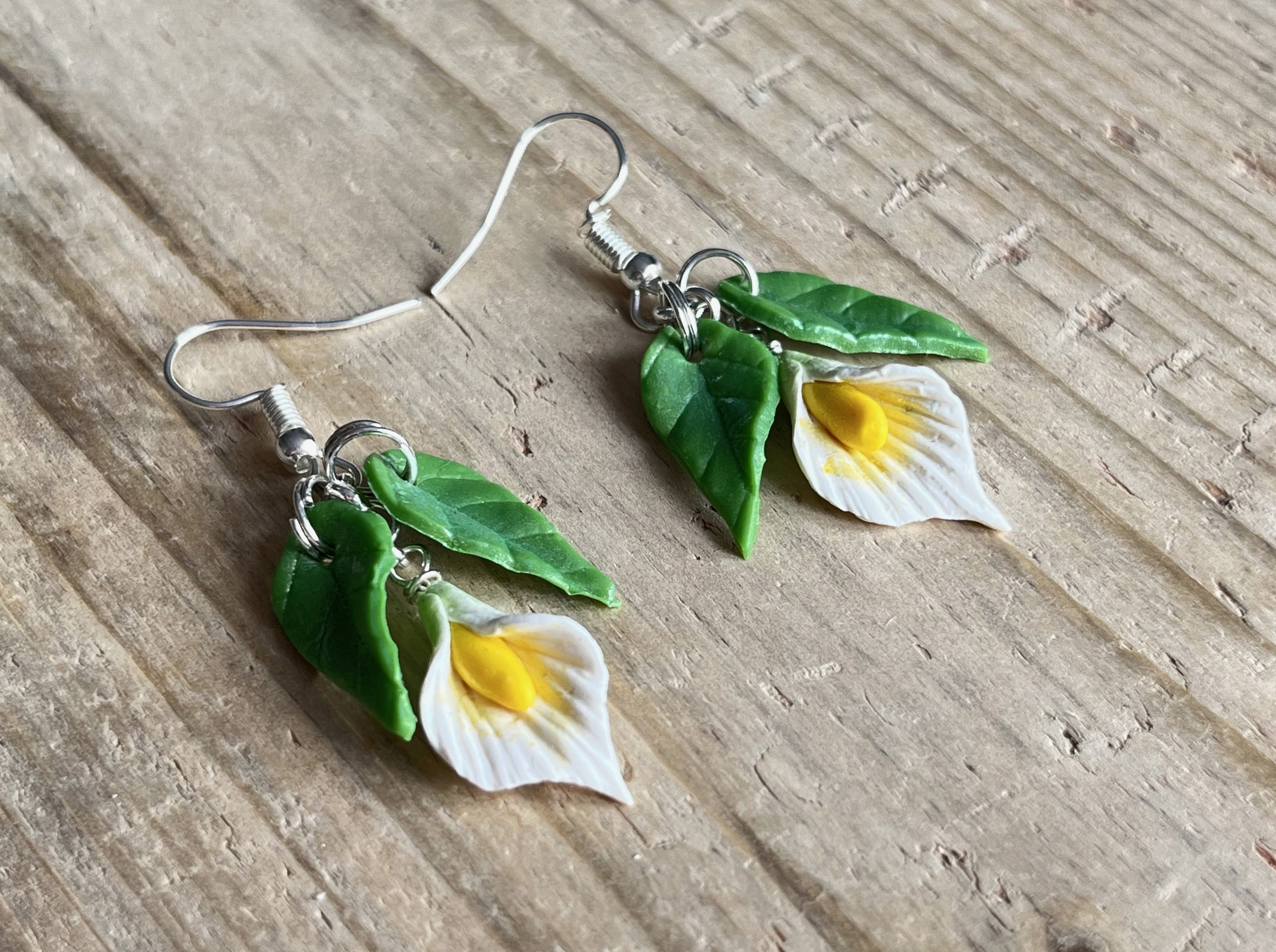 Calla Lily Earrings Short Handmade Polymer Clay Sterling Silver and Clip Ons Available Etsy