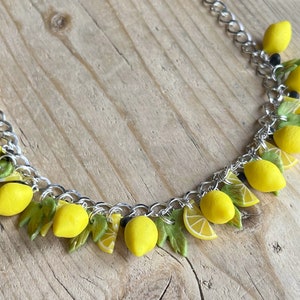 Lemons fruit necklace - handmade - summer necklace, polymer clay