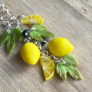 Lemon fruit pendant - handmade - summer necklace, polymer clay