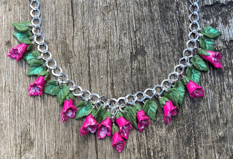 polymer clay pink handmade Foxglove bracelet Stunning summer bracelet
