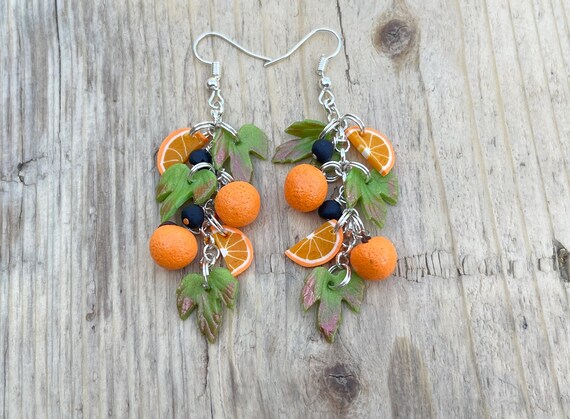 Orange Fruit Earrings, Fruit, Handmade, Polymer Clay