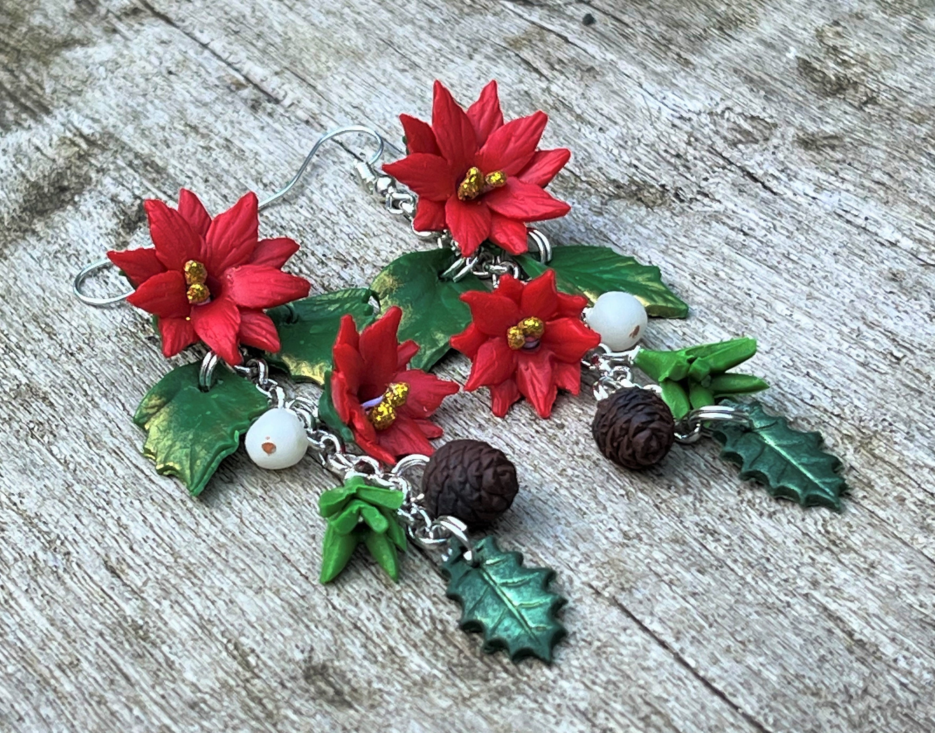 Set di orecchini a goccia con ornamenti natalizi, alla moda, in