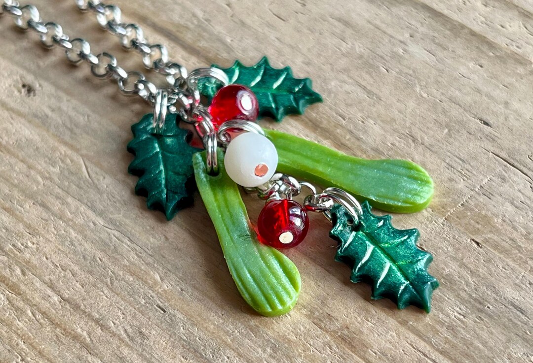 Holly and Mistletoe Necklace Pendant Handmade - Etsy
