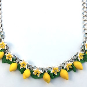 Handmade Polymer Clay Lemon Necklace – Summer Jewelry