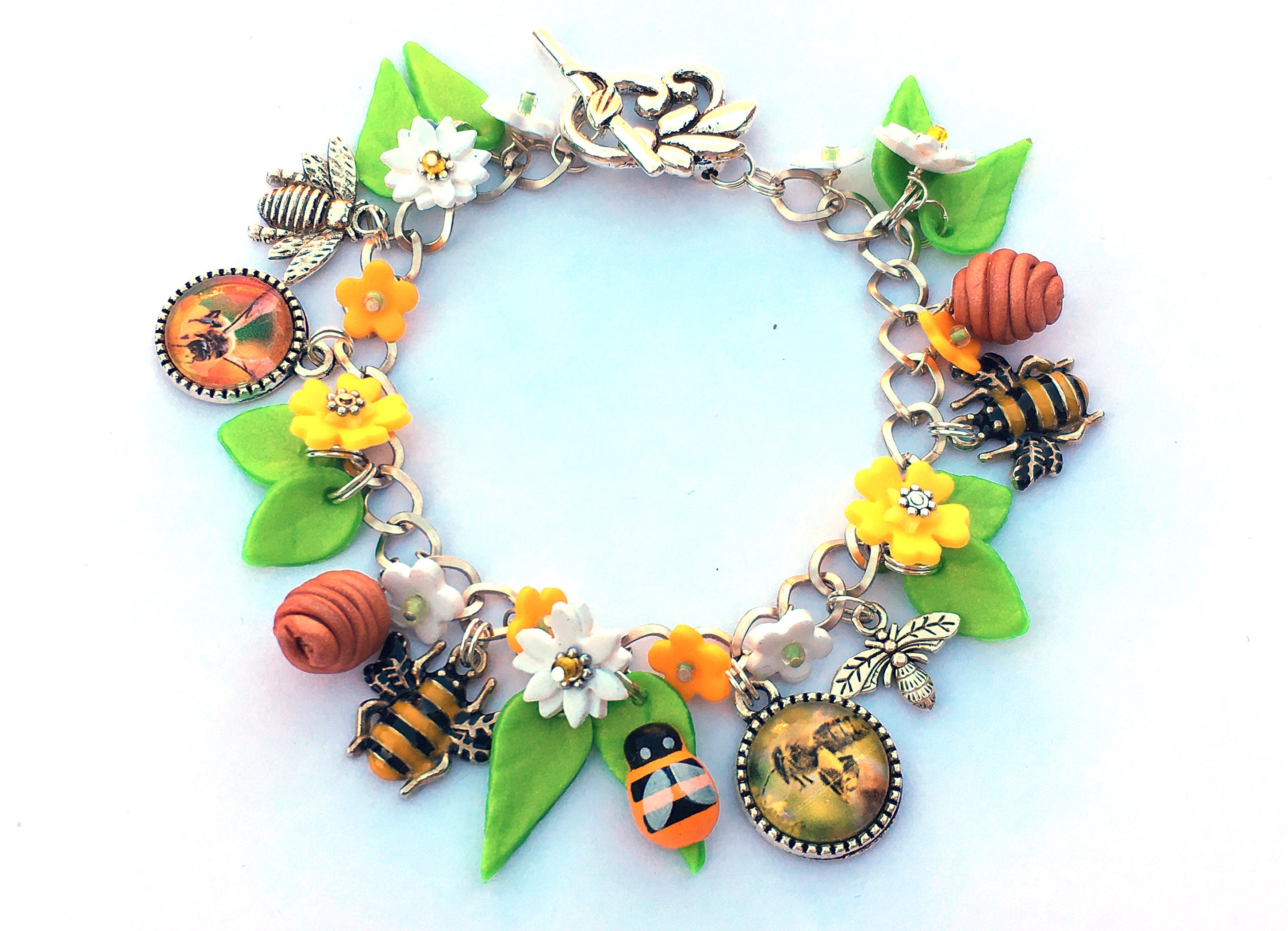 Bee bracelet spring bracelet with bee charms and handmade Etsy