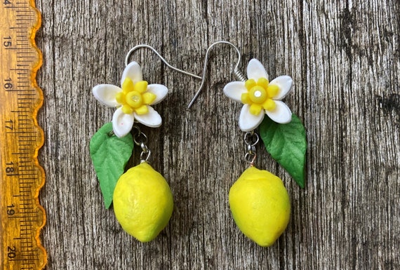 Polymer clay lemon earrings discount